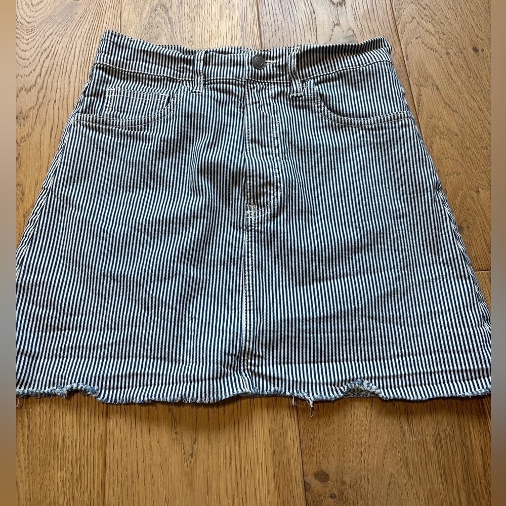 Melville made in italy striped jean skirt 3